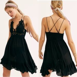 Free People Adella Black Mini Dress